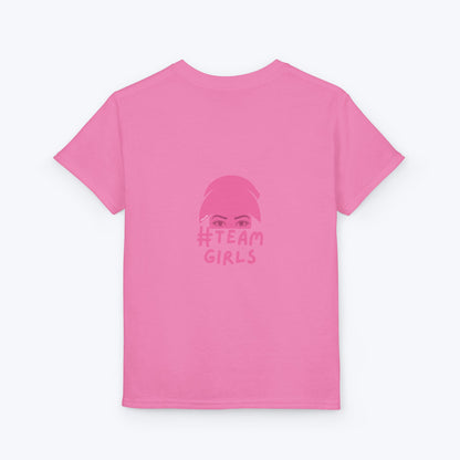 Premium Youth T-Shirt - #Team Girls Pink Chest Logo, Kids Team Spirit Shirt