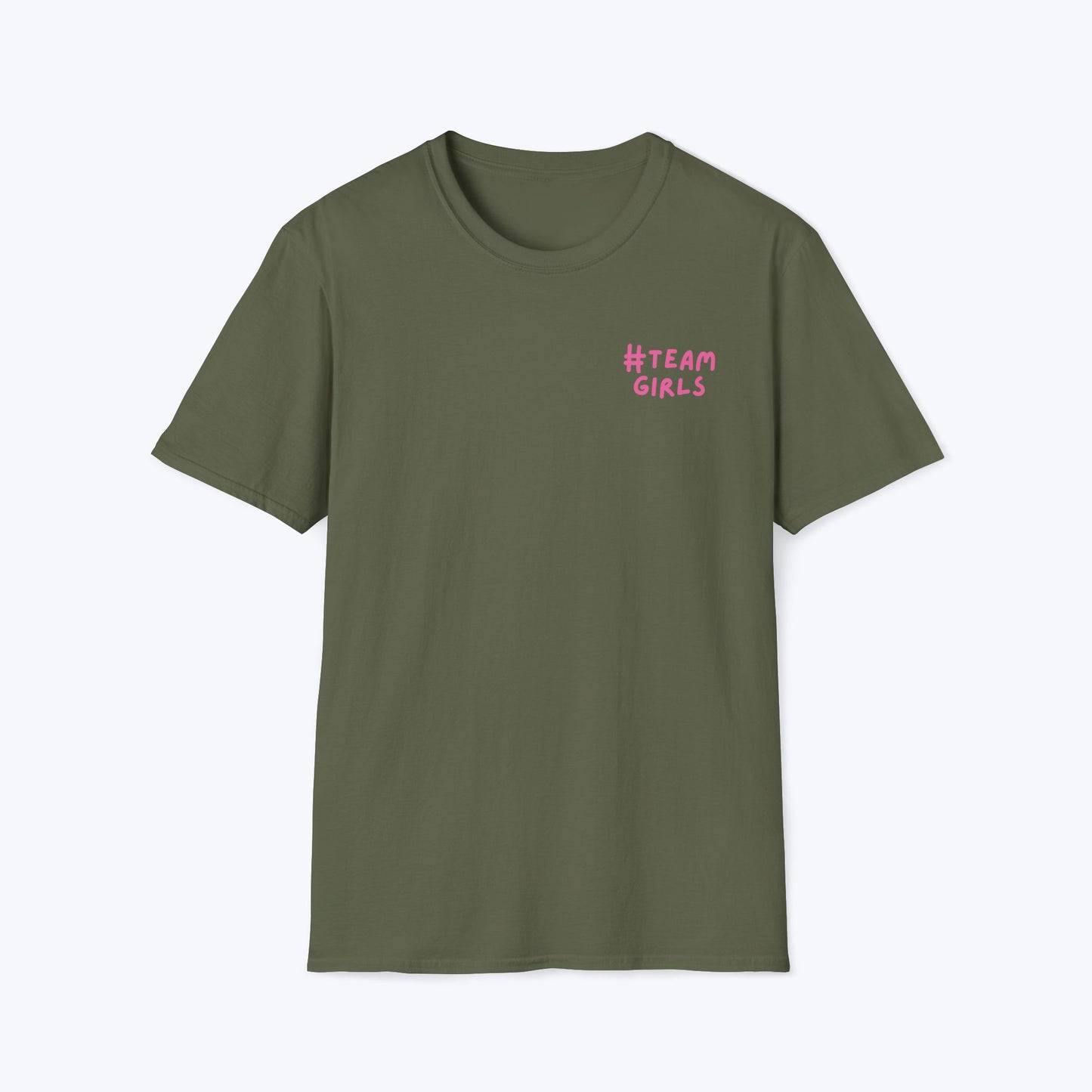 Premium #Team Girls T-Shirt — Pink Script Feminine Crew Tee