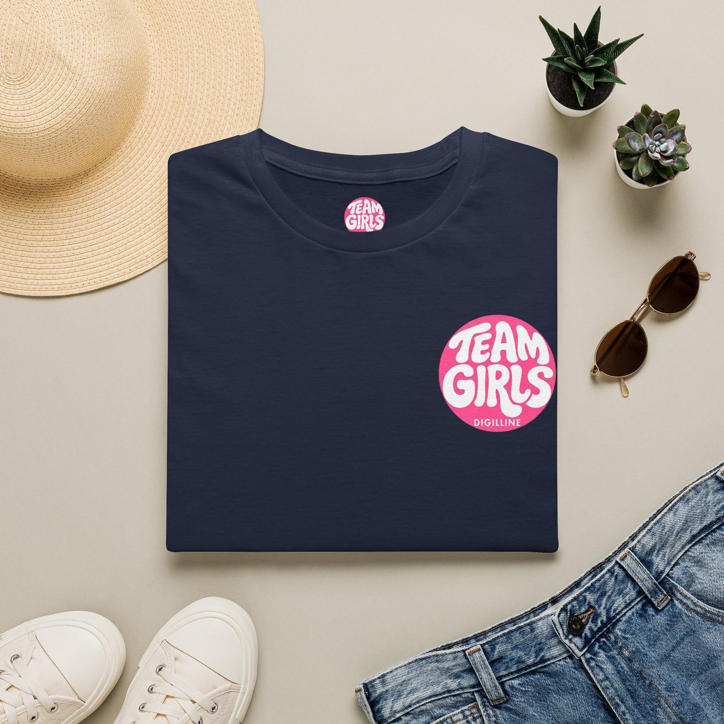 Team Girls Premium T-Shirt — Pink Retro Logo Tee for Women & Girls