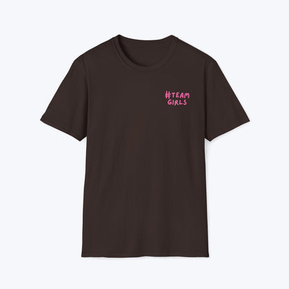 Premium #Team Girls T-Shirt — Pink Script Feminine Crew Tee