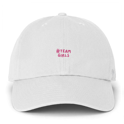 #Team Girls Embroidered Cap — Pink Script Baseball Hat