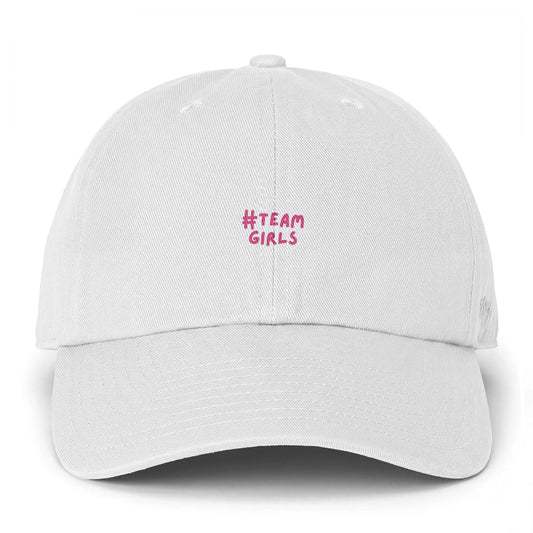 #Team Girls Embroidered Cap — Pink Script Baseball Hat