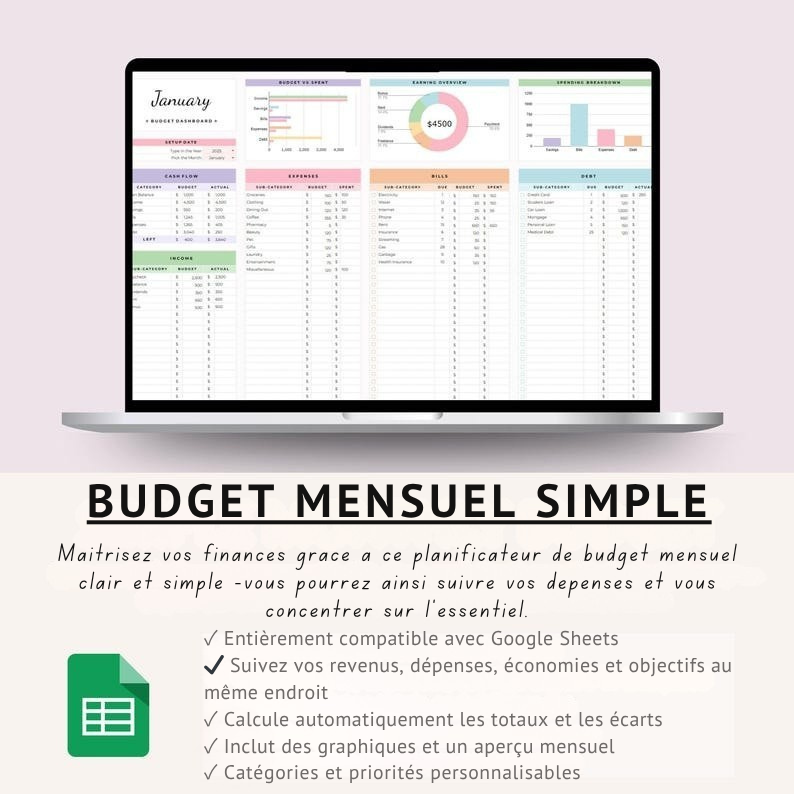 Pack planificateur de budget intelligent pour économiser 300€/mois +bonus!