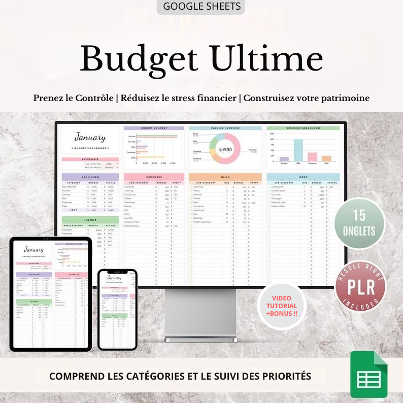 Pack planificateur de budget intelligent pour économiser 300€/mois +bonus!
