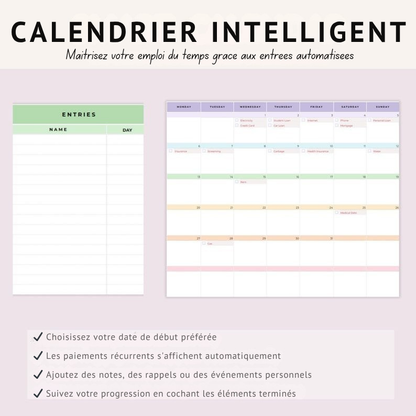Pack planificateur de budget intelligent pour économiser 300€/mois +bonus!